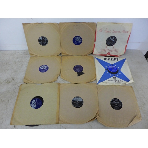 2119 - A quantity of approx 70 assorted 78rpm records stored in an aluminium case