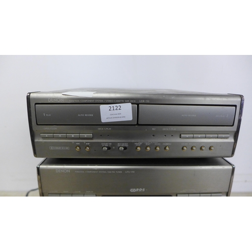 2122 - A Denon 110 hi-fi system including a UDR-110 stereo cassette tape deck, UTU-110 AM-FM tuner, UPA-110... 