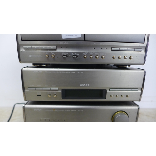 2122 - A Denon 110 hi-fi system including a UDR-110 stereo cassette tape deck, UTU-110 AM-FM tuner, UPA-110... 