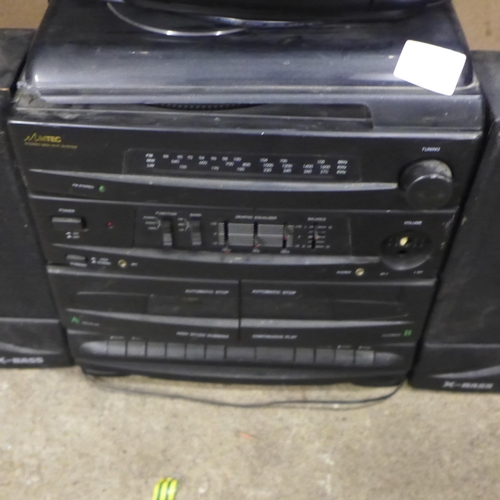 2124 - An MTEC stereo midi hi-fi system with speakers and a Groov-E portable stereo CD/radio/cassette recor... 