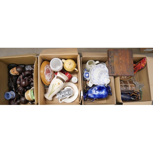 1167 - A collection of African carvings, mixed china and glass (4 boxes) **PLEASE NOTE THIS LOT IS NOT ELIG... 