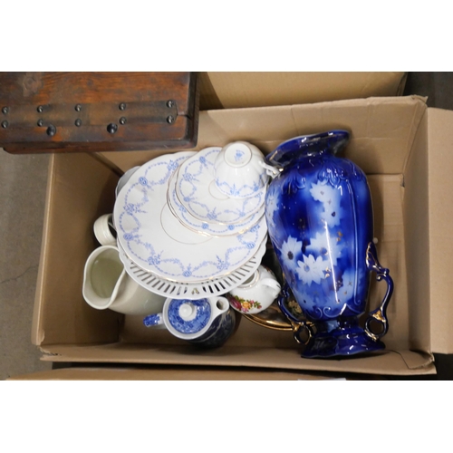 1167 - A collection of African carvings, mixed china and glass (4 boxes) **PLEASE NOTE THIS LOT IS NOT ELIG... 