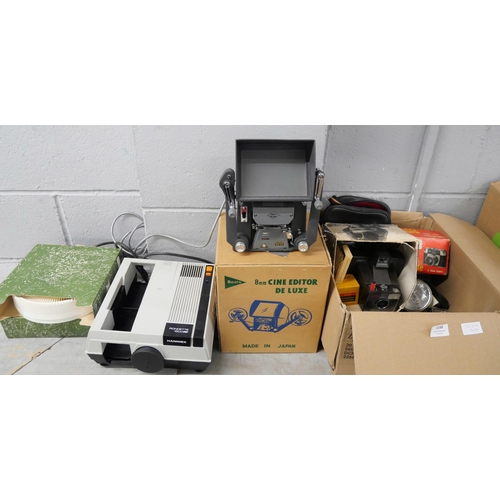 1168 - A slide projector, Boots cine editor, mixed cameras and accessories **PLEASE NOTE THIS LOT IS NOT EL... 