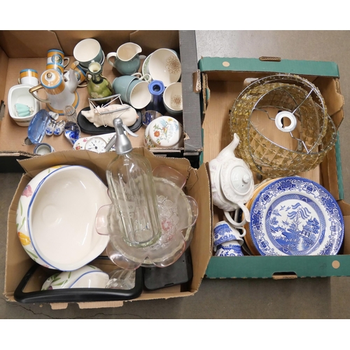 1180 - Three boxes of mixed china, a soda syphon and mixed glass **PLEASE NOTE THIS LOT IS NOT ELIGIBLE FOR... 