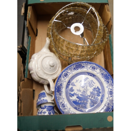 1180 - Three boxes of mixed china, a soda syphon and mixed glass **PLEASE NOTE THIS LOT IS NOT ELIGIBLE FOR... 