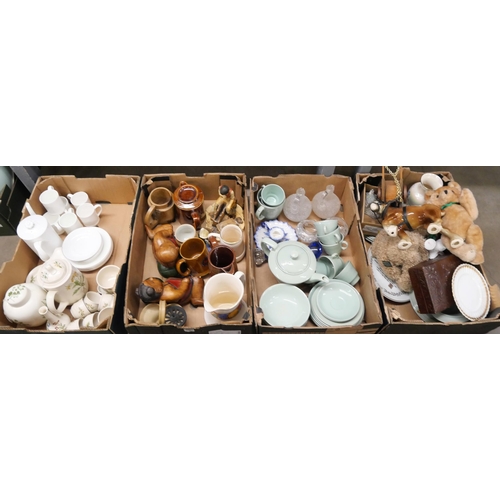 1185 - Four boxes of mixed china, Poole, Coalport, Wood's, other china and a soft toy **PLEASE NOTE THIS LO... 