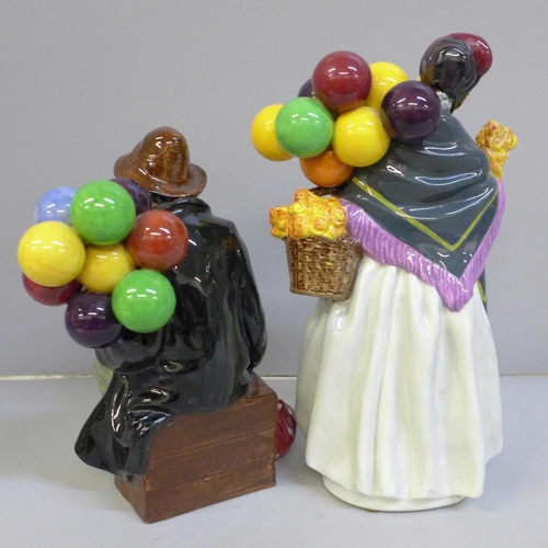 610 - Two Royal Doulton figures, The Balloon Man and Biddy Penny Farthing