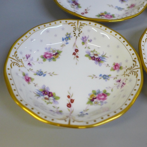 635 - Six Royal Crown Derby Royal Antionette dishes, 13.3cm, seconds