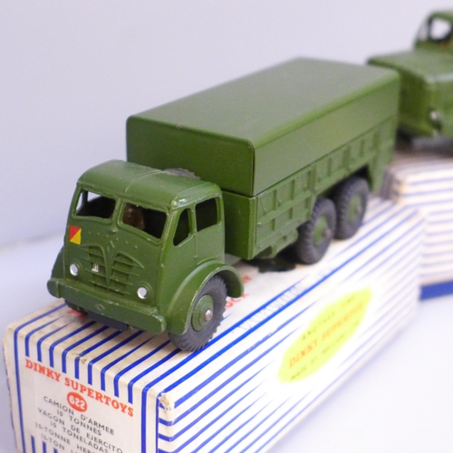 648 - Two Dinky Supertoys die-cast model vehicles, 622 10-ton Army Truck and 660 Tank Transporter, both bo... 