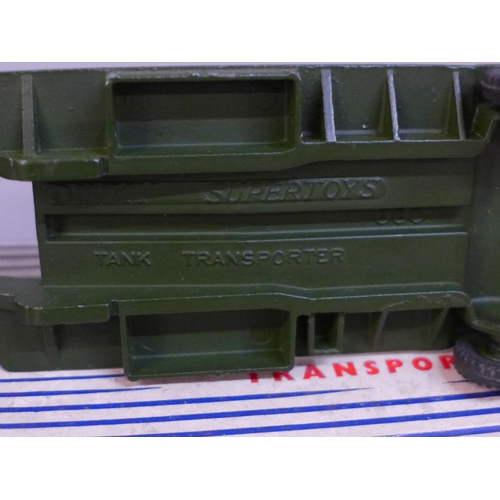 648 - Two Dinky Supertoys die-cast model vehicles, 622 10-ton Army Truck and 660 Tank Transporter, both bo... 