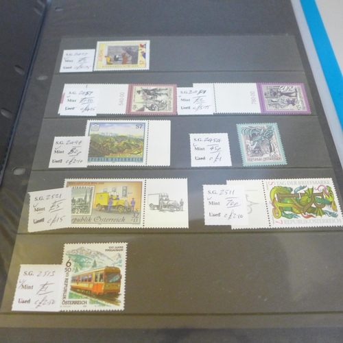664 - Austria mint stamps in ex-dealers file, many useful sets including 1950 Air stamp and individual sta... 
