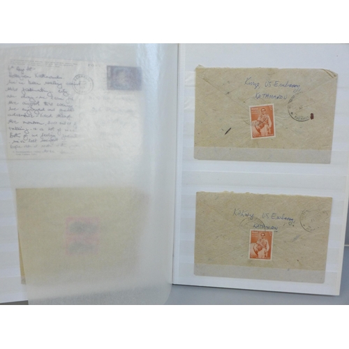 673 - Nepal stamps and postal history in album