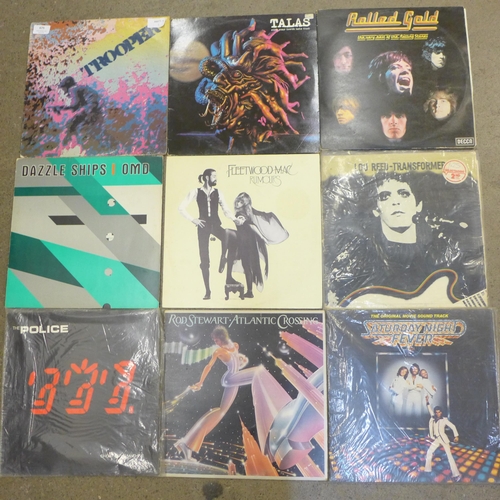 675 - A collection of LP records, OMD, Fleetwood MAc, Lou Reed, The Police, Uriah Heep, Roxy Music, The Da... 