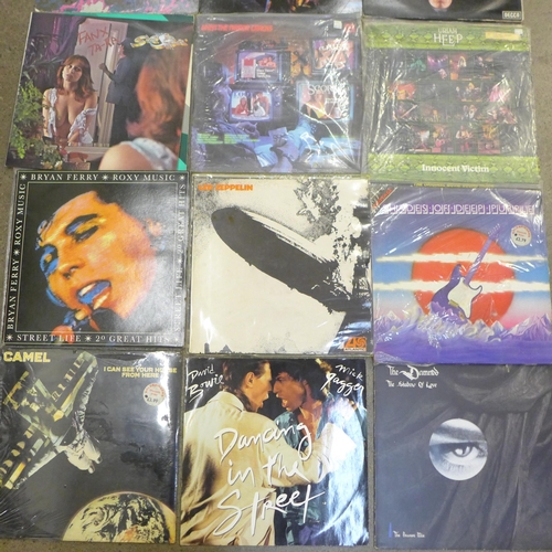675 - A collection of LP records, OMD, Fleetwood MAc, Lou Reed, The Police, Uriah Heep, Roxy Music, The Da... 