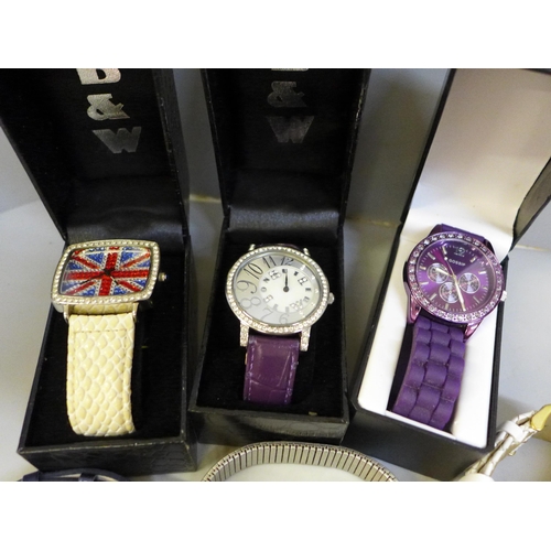 678 - Fourteen wristwatches including three boxed
