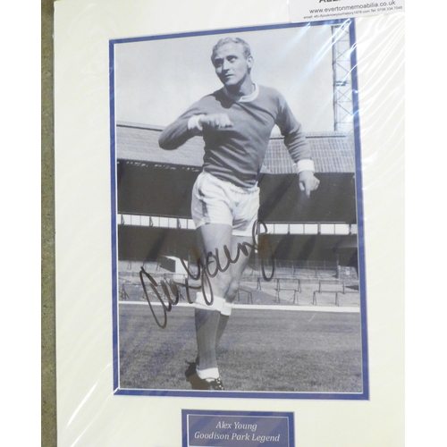 681 - Eight Everton football club related signed pictures, players from 1950s to 1980s, Dave Hickson to Ho... 