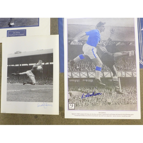 681 - Eight Everton football club related signed pictures, players from 1950s to 1980s, Dave Hickson to Ho... 