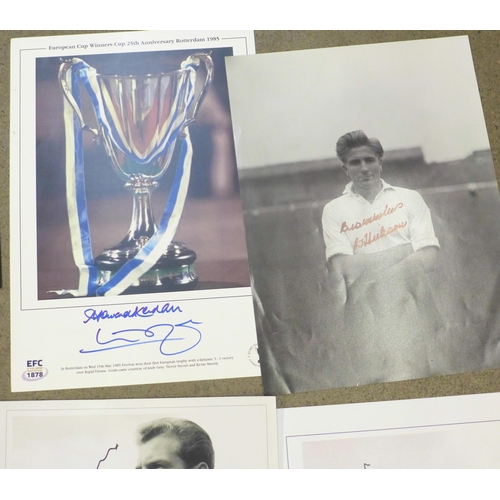 681 - Eight Everton football club related signed pictures, players from 1950s to 1980s, Dave Hickson to Ho... 