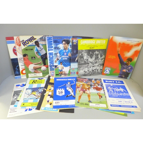 687 - Twenty four Bury home and away football programmes 1960s onwards