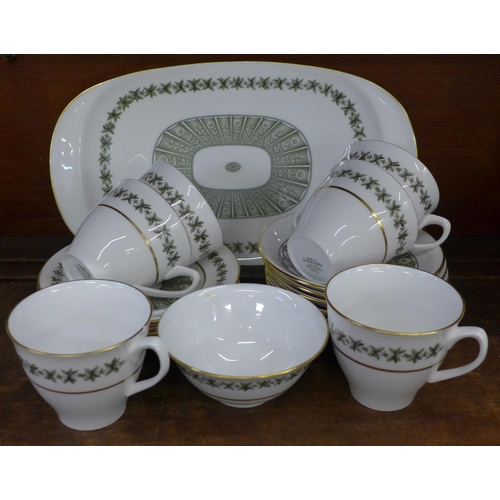 695 - A Spode Provence six setting tea set, lacking one tea plate, plus sugar bowl and a bread and butter ... 