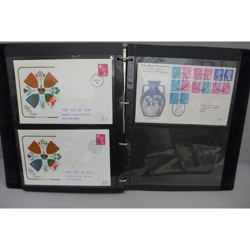 703 - An album of better GB Machin first day covers, thirteen covers with a Bradbury catalogue, value in e... 