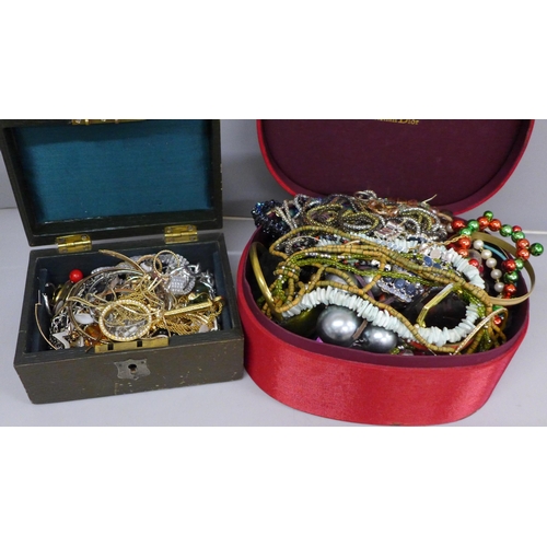 715 - Two boxes of vintage costume jewellery