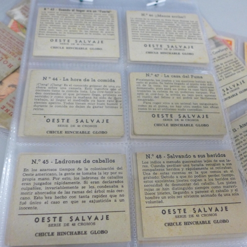 725 - Cinema trade cards, Globo Far West (set of 48 Spanish cards); Shelby Hamilton movie stars (26), 76 t... 