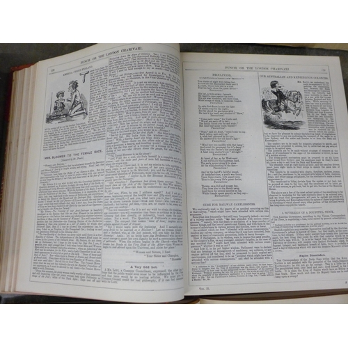731 - Four hardbound volumes of 'Punch' from 1845, 1851, 1873 and 1891
