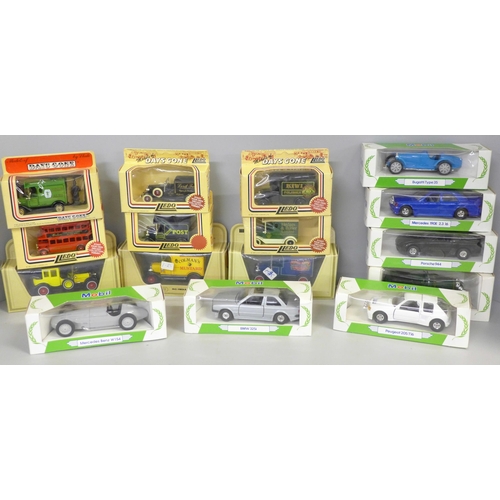 735 - Seven Corgi Mobil die cast model vehicles, six LLedo Days Gone, and three models of Yesteryear