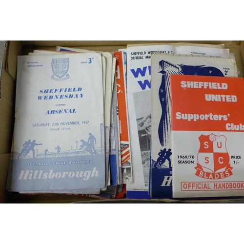 736 - A collection of football programmes mainly 1950s - Sheffield United, Sheffield Wednesday, etc.