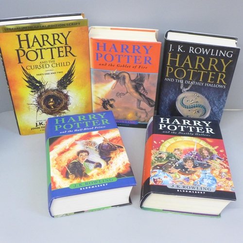 784 - Five hardback first edition books by J. K. Rowling - Harry Potter and the Goblet of Fire (childs), H... 