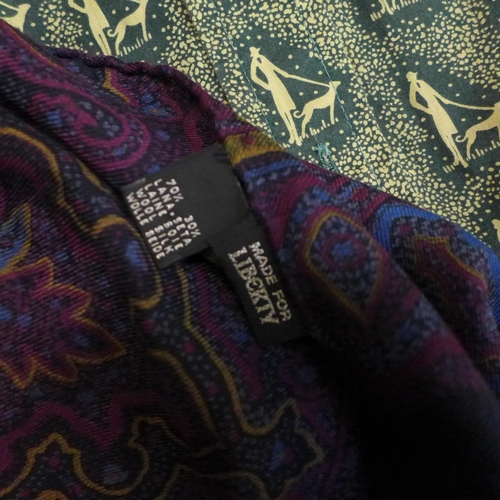 794 - A vintage cotton mix shirt and a Liberty wool/silk shawl, (70/30)