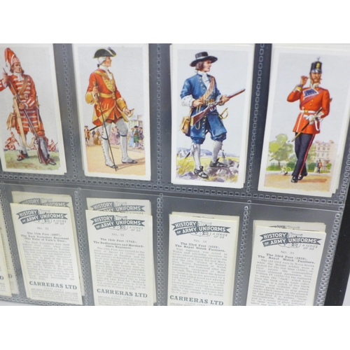 798A - An album of cigarette cards and tea cards, Military Uniforms; Regimental Uniforms; Arms & Armour, et... 