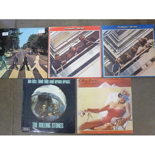 804 - Five The Beatles and Rolling Stones LP records