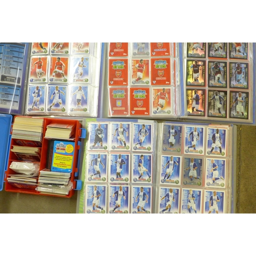 809A - Ten Topps Match Attax football collectors card albums and a case of similar cards **PLEASE NOTE THIS... 