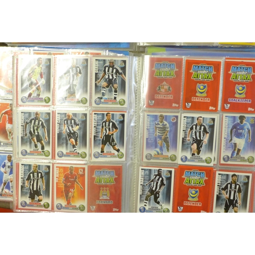 809A - Ten Topps Match Attax football collectors card albums and a case of similar cards **PLEASE NOTE THIS... 