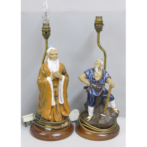 833 - Two Chinese Sage table lamps