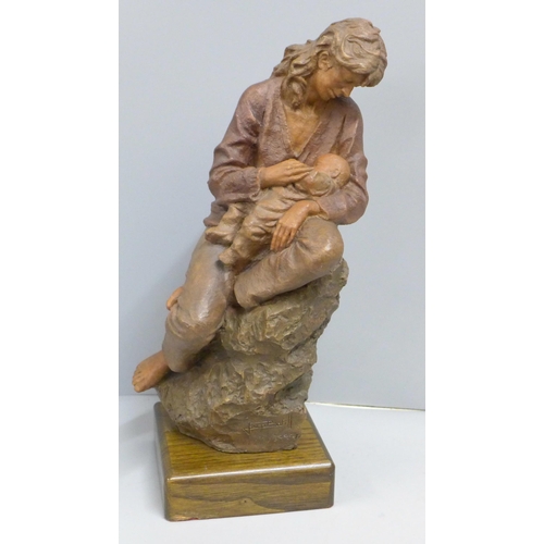 834 - A figurine, Mother and Infant, impressed Josep Bofill