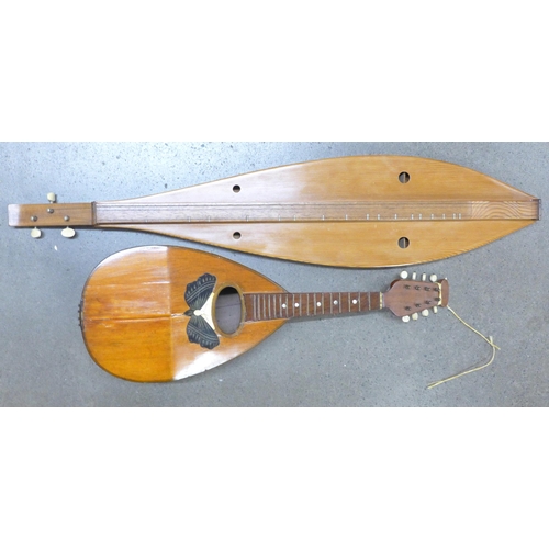 850 - An Italian mandolin and a handmade wooden Dulcimer