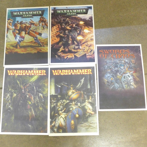856 - Five original 'Warhammer' posters from early 2000 onwards, all approximately A3 size