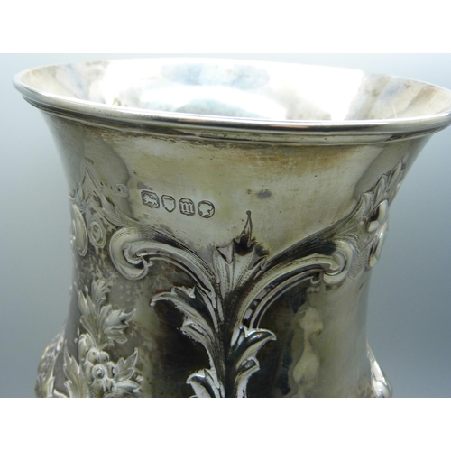 863 - A large Victorian silver chalice, London 1867, Robert Harper, 407g, 22.5cm