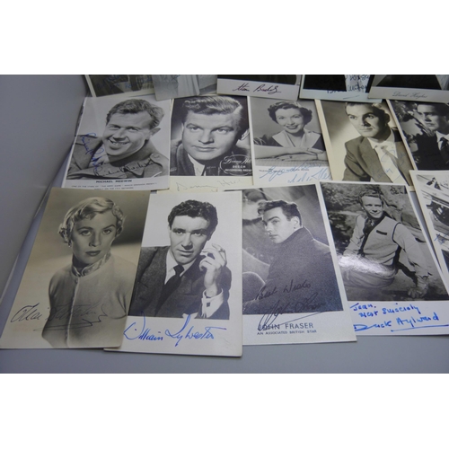 870 - A collection of celebrity photographs and postcards, signed in ink, (one or two printed with accompa... 