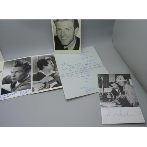 870 - A collection of celebrity photographs and postcards, signed in ink, (one or two printed with accompa... 