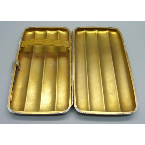 879 - A Victorian silver cigar case with gilt interior, Birmingham 1897, 148g, 12cm