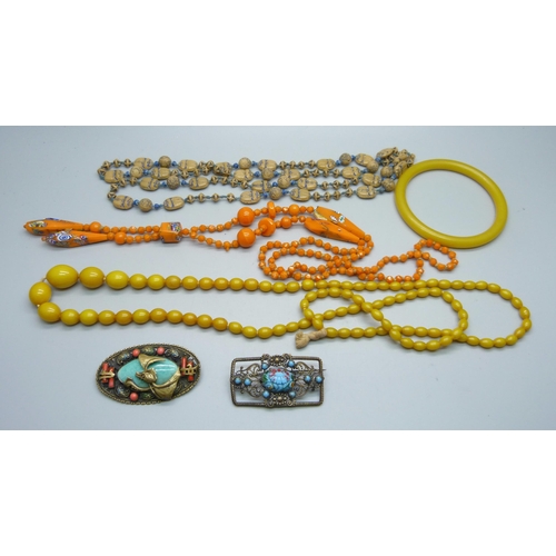 918 - A Neiger Scarab necklace and other Czech jewellery