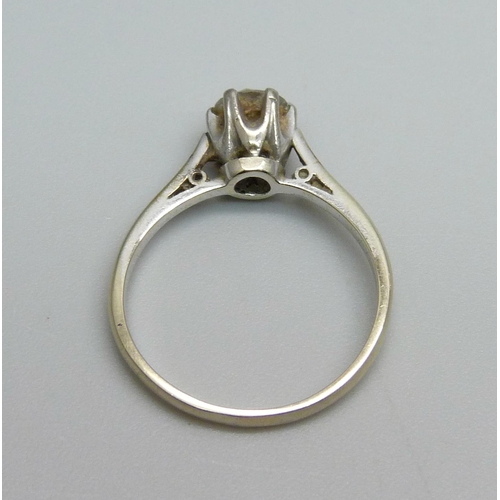 939 - An 18ct gold, diamond solitaire ring, 2.7g, P, approximately 0.5ct diamond weight