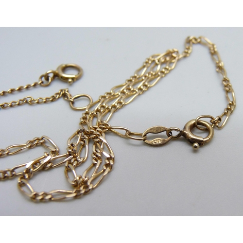 969 - Two 9ct gold chains, 4.2g, 39 and 40cm