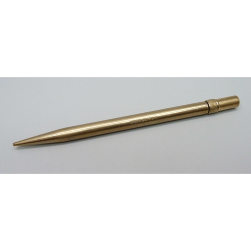 975 - A Sampson Mordan 9ct gold propelling pencil, marked Mordan Everpoint, 15.7g