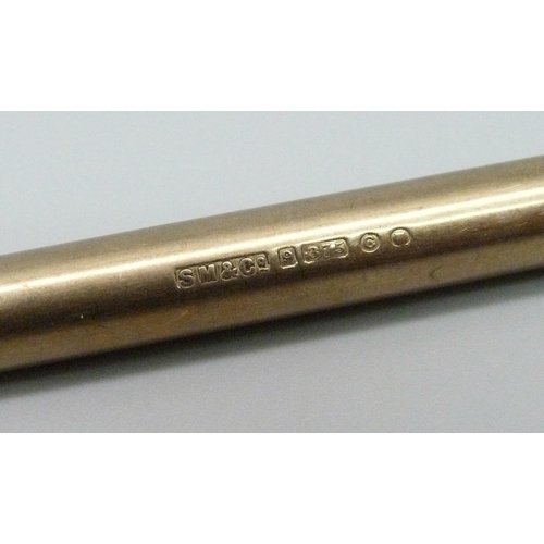 975 - A Sampson Mordan 9ct gold propelling pencil, marked Mordan Everpoint, 15.7g