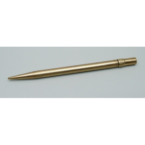 975 - A Sampson Mordan 9ct gold propelling pencil, marked Mordan Everpoint, 15.7g